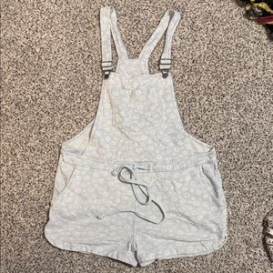 Wallflower Blue and White Floral Overall Shorts